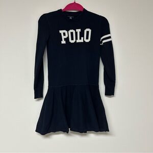 Polo by Ralph Lauren Blue Drop-Waist Cardigan Jumper Dress Skirt Long Sleeve